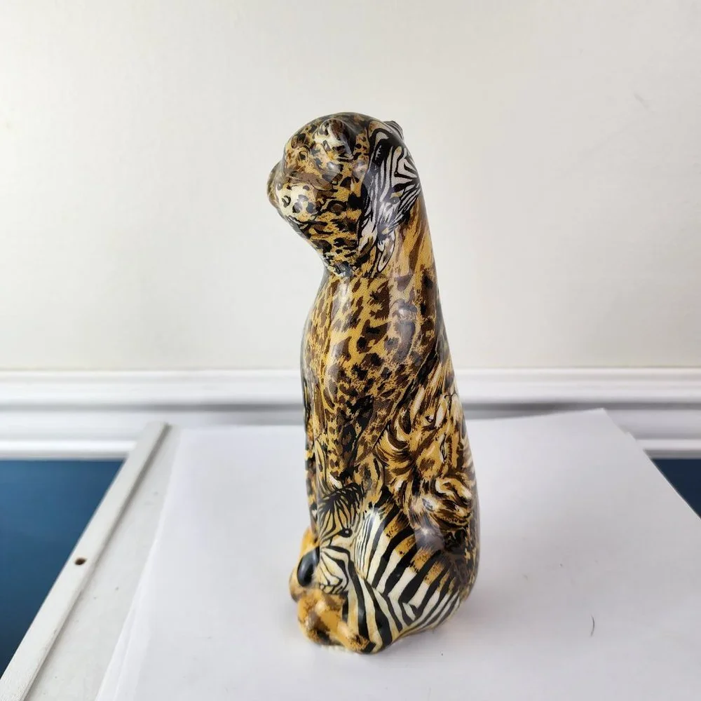 La Vie Safari Patchwork Cheetah Ceramic Figurine